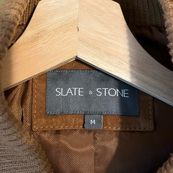 Real Suede Zip-up Bomber Jacket from Slate & Stone! Size Medium - Picture 8 of 8